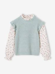 Girls-Jumper with Cotton Gauze Sleeves for 2-in-1 Effect, for Girls