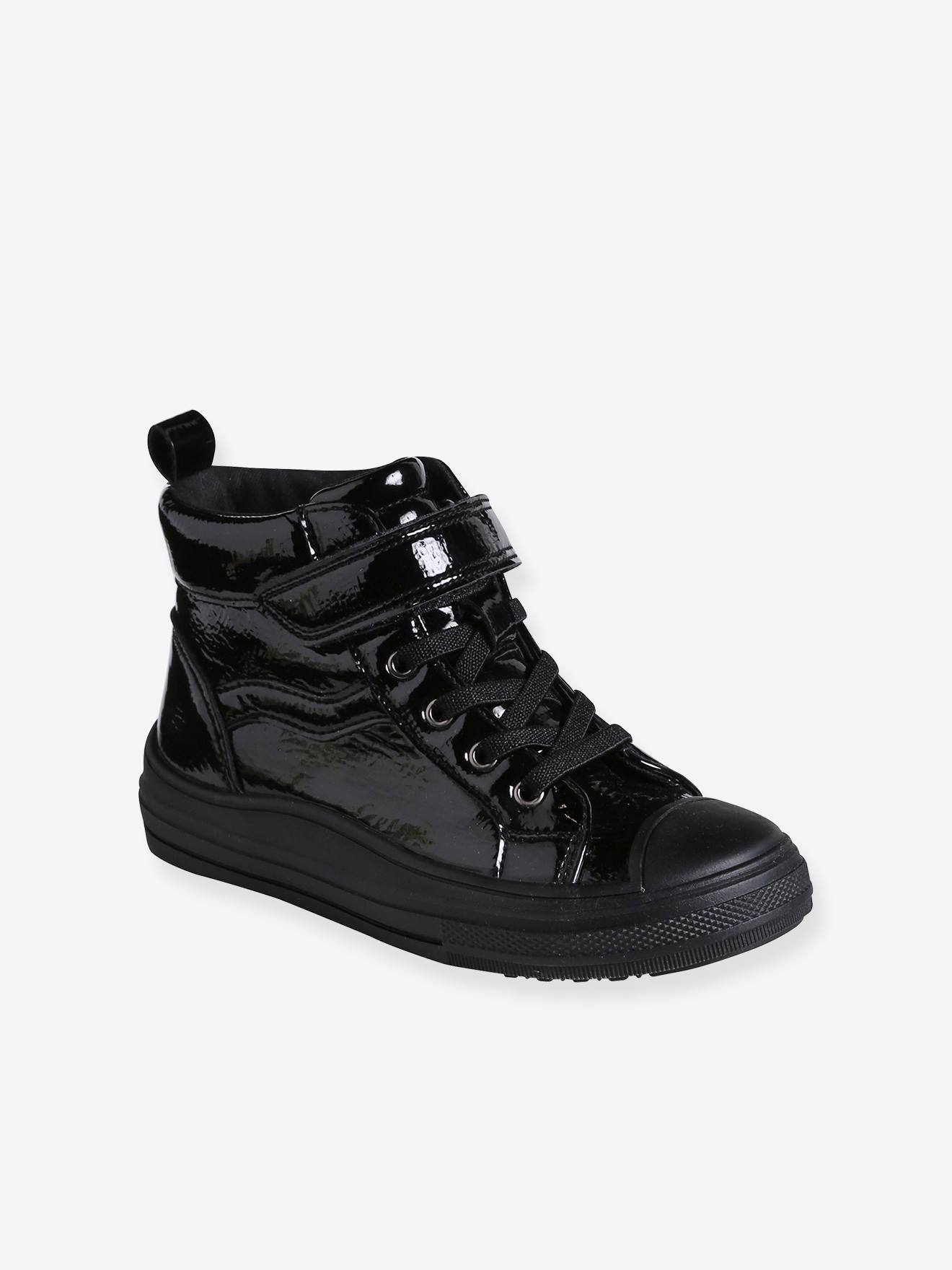 High Top Trainers with Laces Zips for Girls black