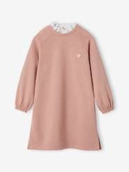 Girls-Dress in Fleece, Broderie Anglaise Collar, for Girls