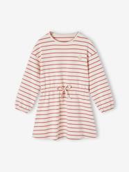 -Stripe Dress with Close-Fitting Waist for Girls