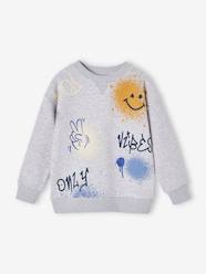 Boys-Cardigans, Jumpers & Sweatshirts-Graffiti Sweatshirt with Round Neckline for Boys