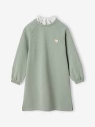 Dress in Fleece, Broderie Anglaise Collar, for Girls