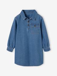 Girls-Dresses-Shirt Dress in Denim, Button Fastening, for Girls