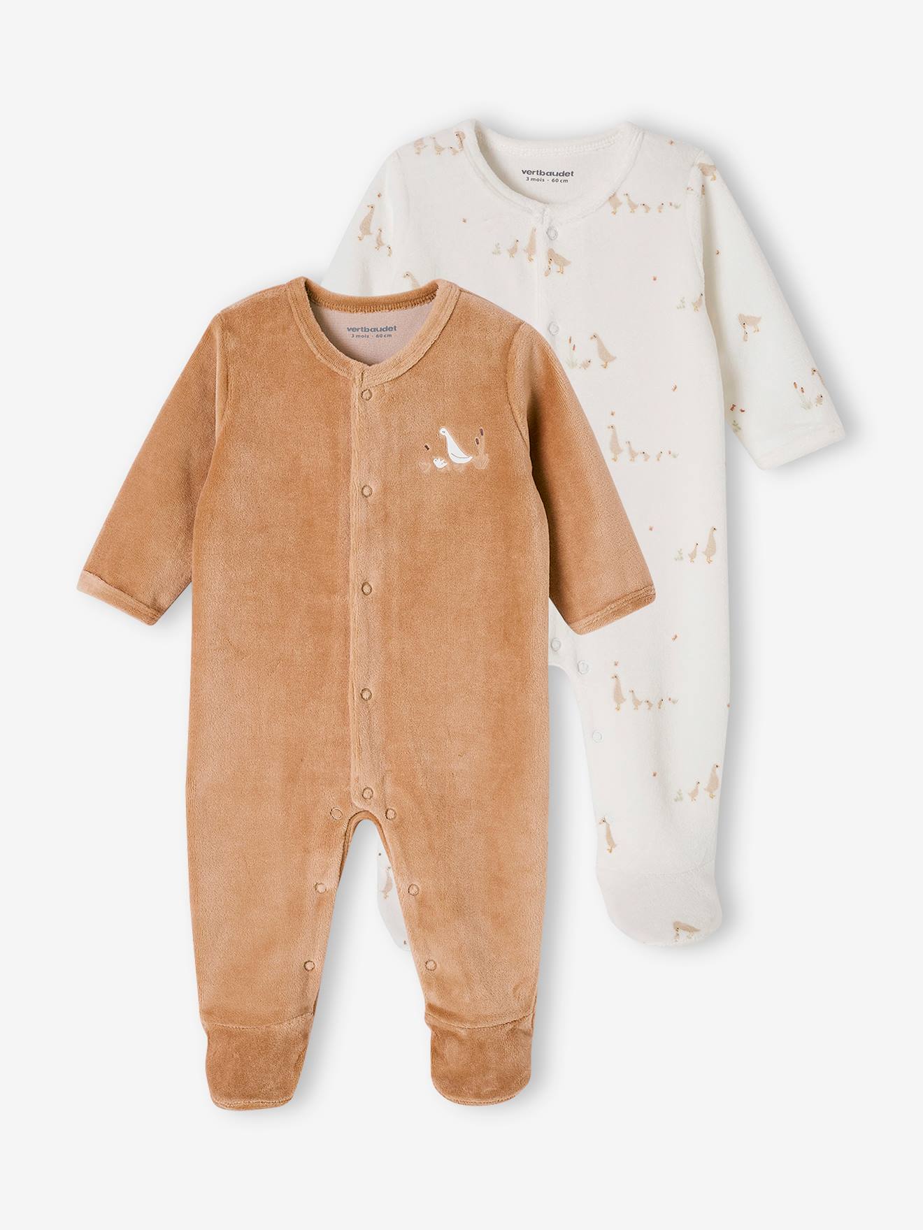 Velour Sleepsuits with Front Opening