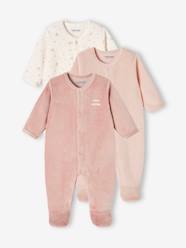 Baby-Pyjamas-Pack of 3 Velour Sleepsuits, Special Opening for Newborns, for Babies