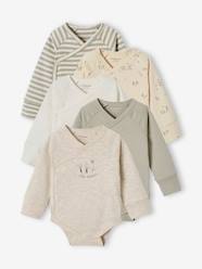 Baby-Pack of 5 Long Sleeve Progressive Bodysuits in Organic Cotton, for Newborns