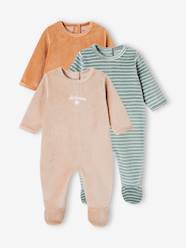 Baby-Pack of 3 Sleepsuits in Velour for Babies, BASICS