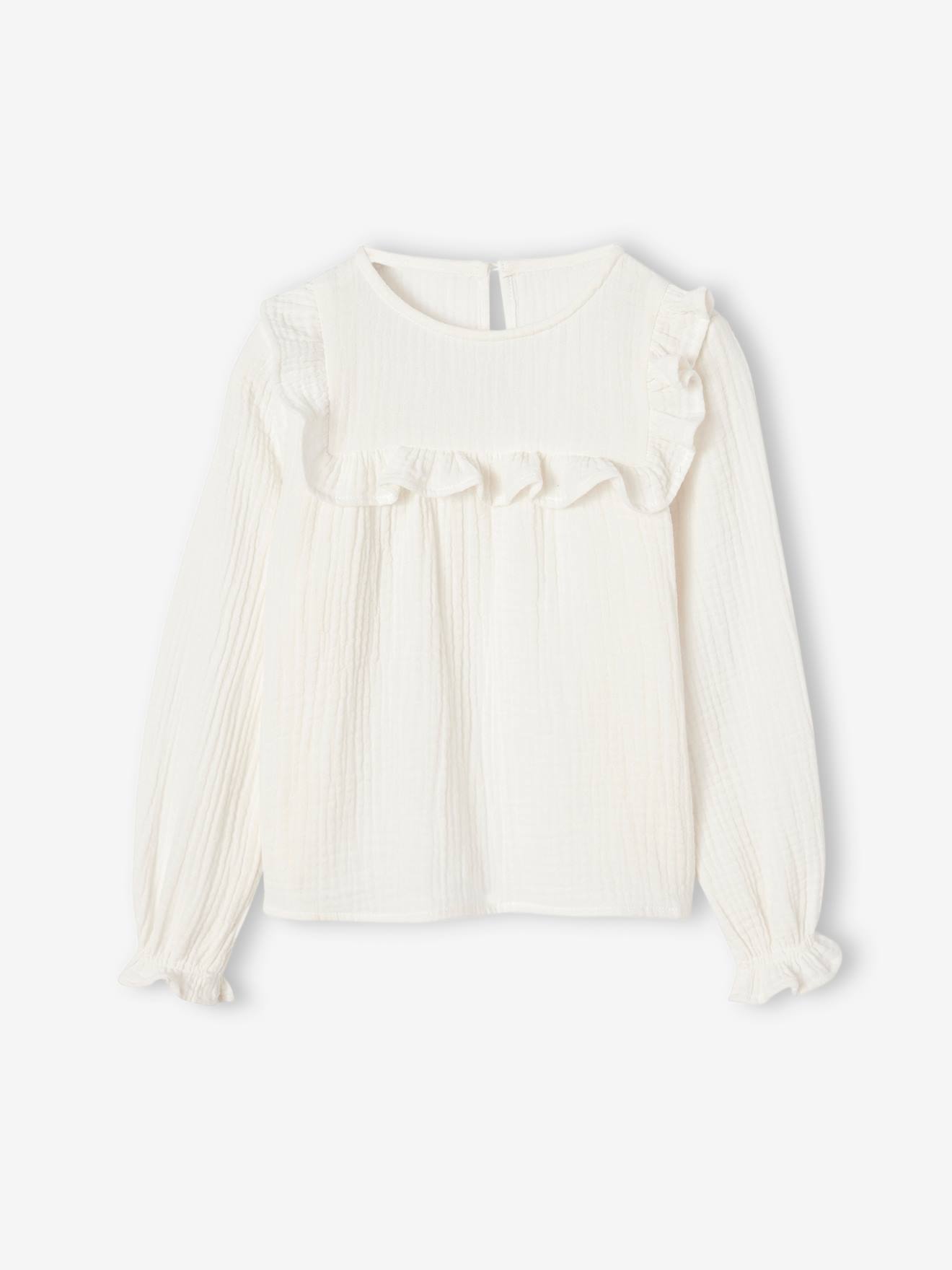 Ruffled Blouse in Cotton Gauze