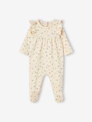 Baby-Pyjamas-Floral Sleepsuit with Ruffles & Back Opening for Babies