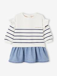 Baby-Striped Dual Fabric Dress