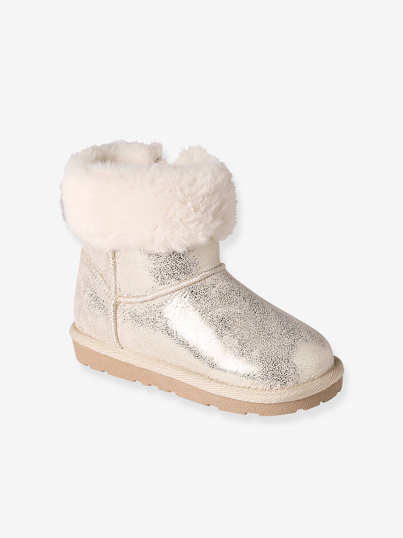 Water-Repellent Furry Boots with Zip
