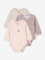 Baby-Bodysuits & Sleepsuits-Pack of 3 Long Sleeve Bodysuits in Organic Cotton for Newborn Babies