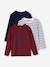 Pack of 3 Assorted Long Sleeve Tops for Boys aqua green+bordeaux red+marl white+white+yellow 