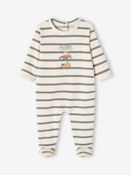 Baby-Pyjamas-Striped Sleepsuit with Cars Motif for Baby Boys