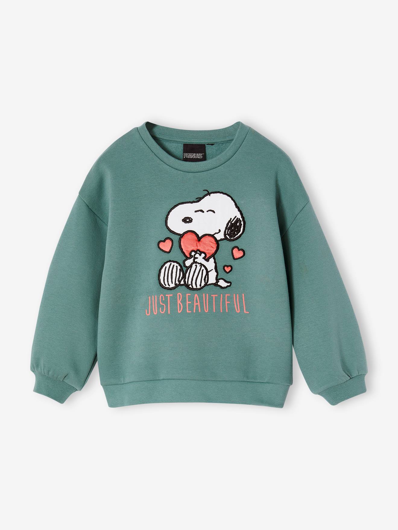 Snoopy Peanuts Sweatshirt for Girls emerald green Girls Vertbaudet