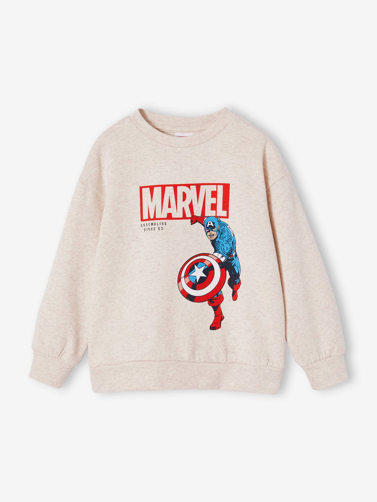 Sweatshirt for Boys Captain America by Marvel marl beige Boys Vertbaudet