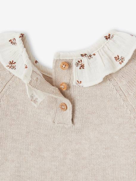 Jumper with Floral Frilled Collar for Newborn Babies marl beige 