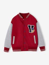 Boys-Cardigans, Jumpers & Sweatshirts-College-Type Jacket in Fleece, Patch in Bouclé Knit, for Boys