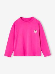 Girls-Tops-T-Shirts-Basics Top with Motif on the Chest, for Girls