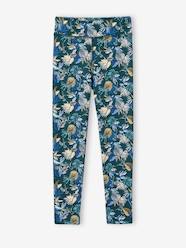 Girls-Sports Leggings in Techno Fabric, Exotic Flowers, for Girls