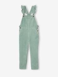 Girls-Corduroy Dungarees with Ruffles on Straps for Girls