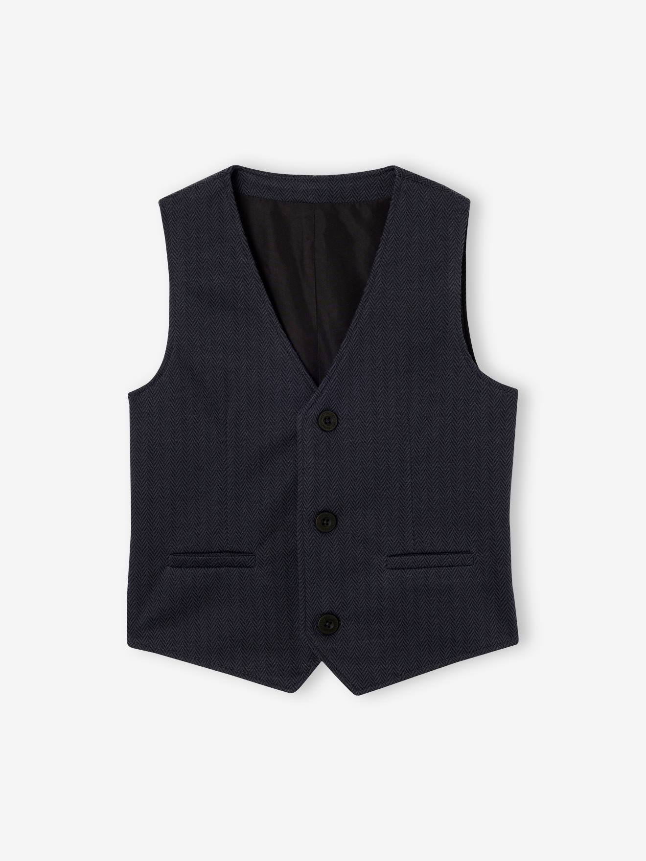 Waistcoat in Woollen Chevron Fabric