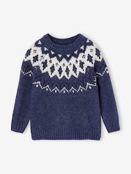 Boys-Cardigans, Jumpers & Sweatshirts-Jacquard Knit Jumper, Round Neckline, for Boys