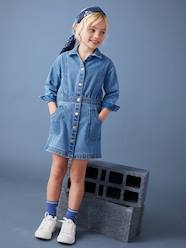 Girls-Dresses-Buttoned Denim Dress for Girls