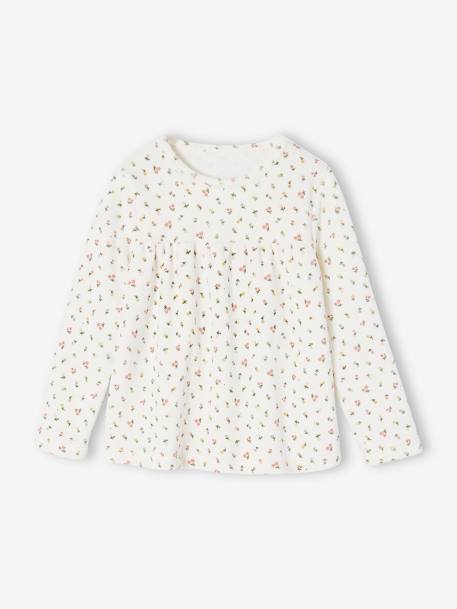 Velour Pyjamas with Printed Flowers for Girls ecru 