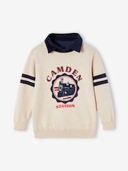 Boys-Cardigans, Jumpers & Sweatshirts-2-in-1-Effect Jumper with Collar, for Boys