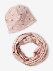 Girls-Floral Beanie + Infinity Scarf Set for Girls