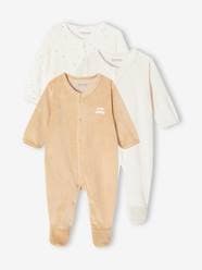 Baby-Pyjamas-Pack of 3 Velour Sleepsuits, Special Opening for Newborns, for Babies