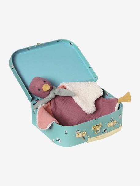 Bag with Comforter Bird in Dual Fabric blue+rose 