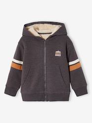 Boys-Cardigans, Jumpers & Sweatshirts-Hooded Jacket with Zip, Sherpa Lining, for Boys