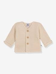 Baby-Jumpers, Cardigans & Sweaters-Cardigans-Garter Stitch Cardigan for Babies, in Organic Cotton, by Petit Bateau