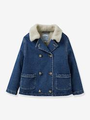 Girls-Denim Jacket with Sherpa Lining by CYRILLUS, for Girls