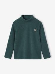 Girls-Tops-Polo Neck Top in Fancy Knit for Girls