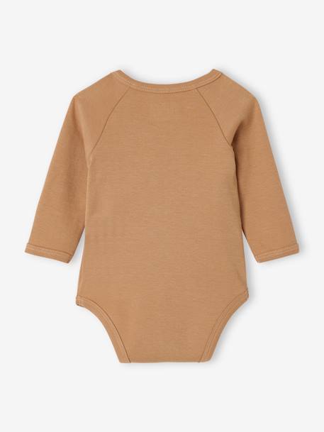 Pack of 2 Long Sleeve Bodysuits in Organic Cotton for Newborn Babies cappuccino+pale blue+rose 