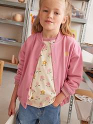 Girls-Cardigans, Jumpers & Sweatshirts-Sweatshirts & Hoodies-Varsity-Style Fleece Jacket for Girls