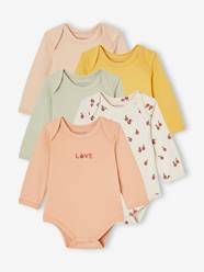 Baby-Bodysuits & Sleepsuits-Pack of 5 Long Sleeve Bodysuits with Cutaway Shoulders, Fruits