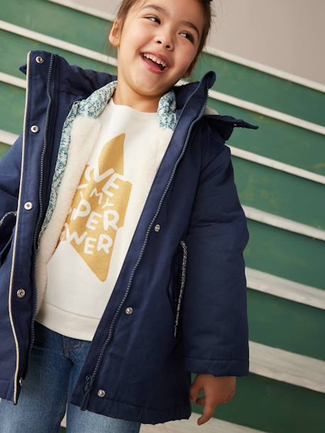 3-in-1 Parka + Bodywarmer for Girls indigo+old rose 