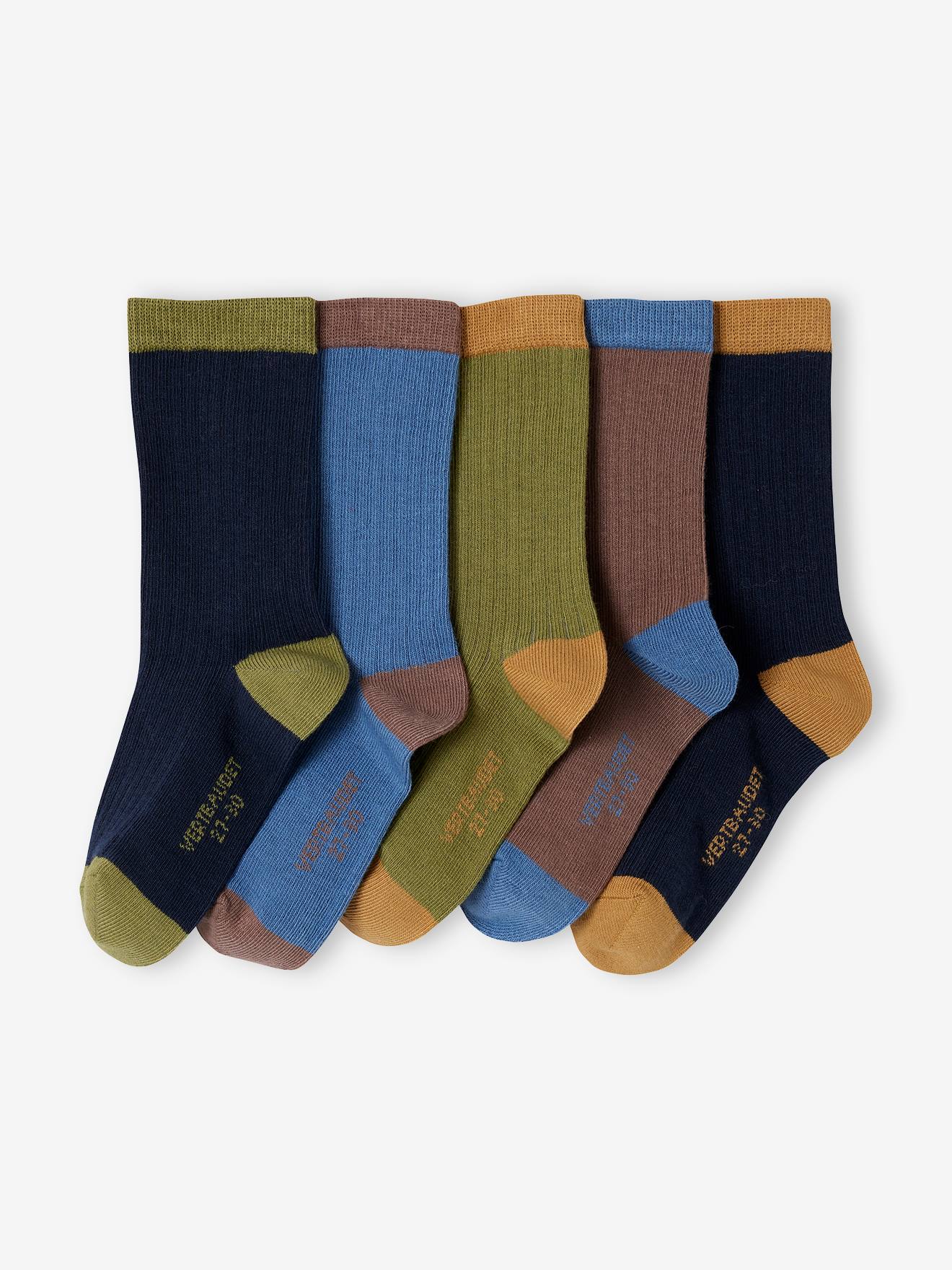 Pairs of Two-Tone Rib Knit Socks