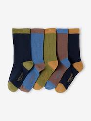 Boys-Underwear-Pack of 5 Pairs of Two-Tone Rib Knit Socks for Boys