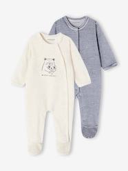 Baby-Pyjamas-Pack of 2 Velour Sleepsuits for Babies