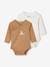 Pack of 2 Long Sleeve Bodysuits in Organic Cotton for Newborn Babies cappuccino+pale blue+rose 