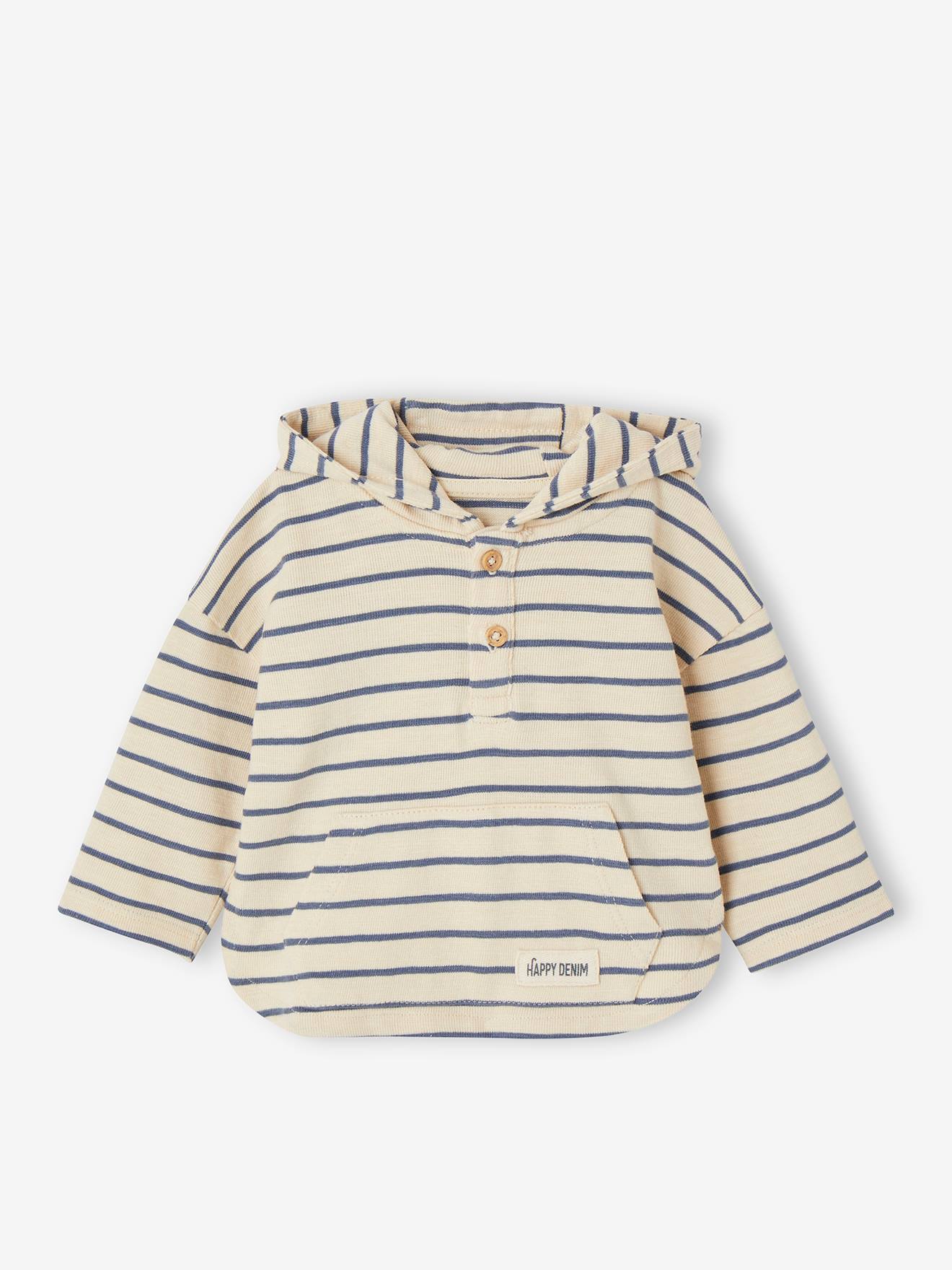 Striped Hooded Top
