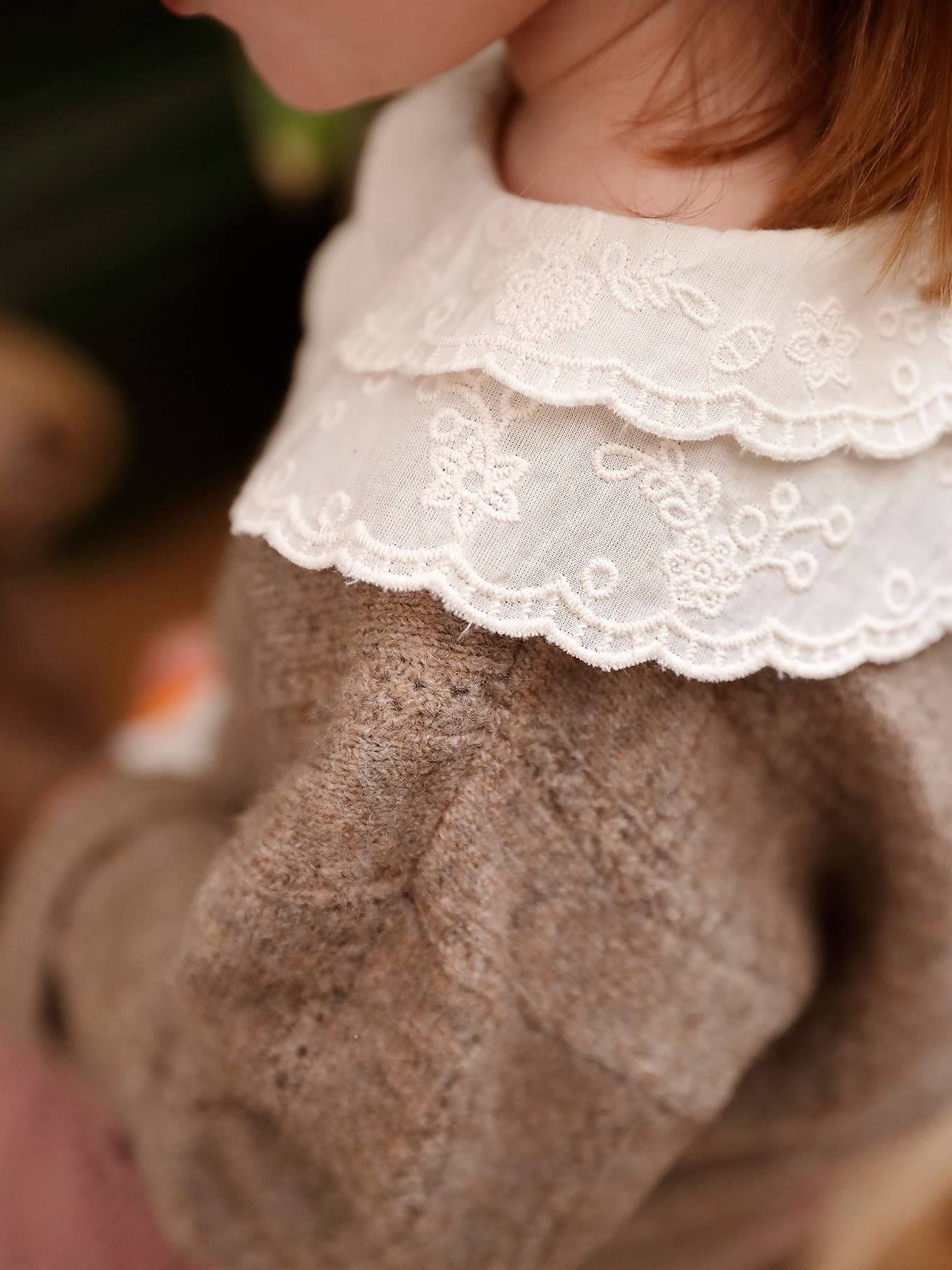Fancy Knit Jumper with Embroidered Collar