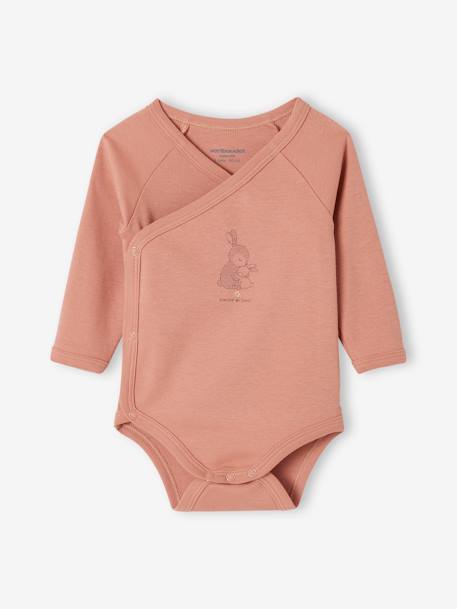 Pack of 2 Long Sleeve Bodysuits in Organic Cotton for Newborn Babies cappuccino+pale blue+rose 