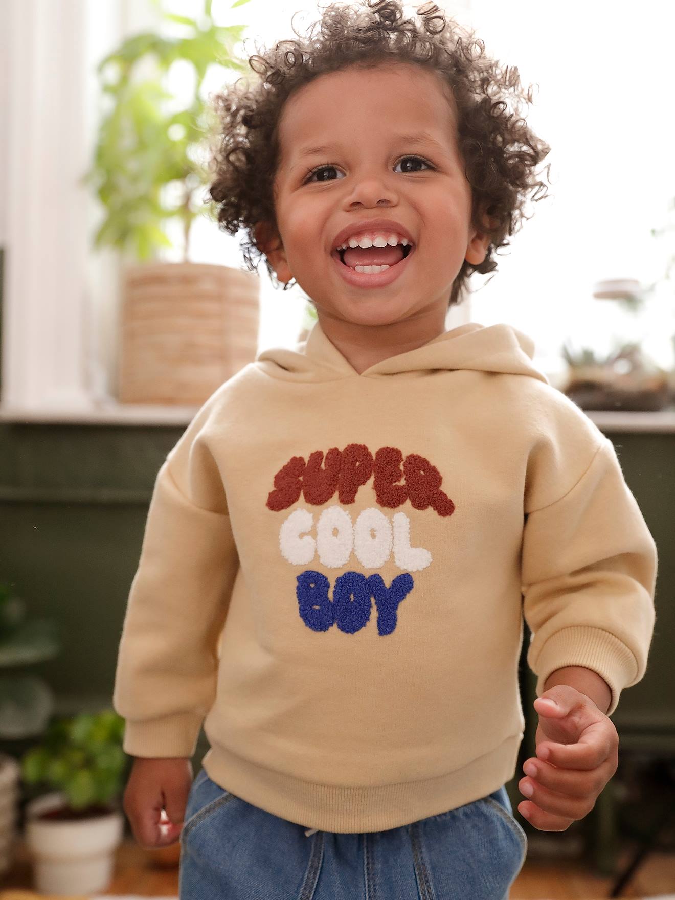 Hoodie with Message in Towelling