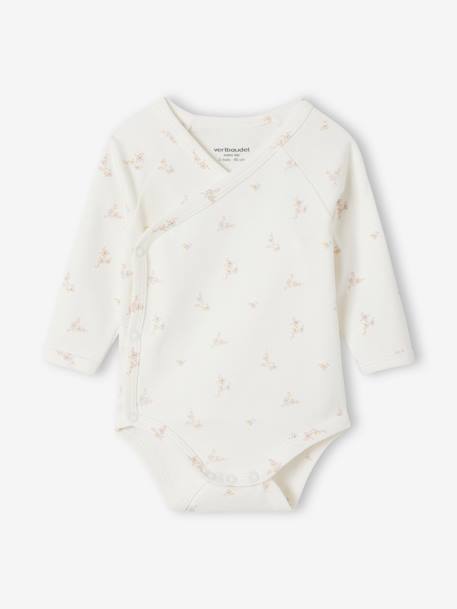 Pack of 2 Long Sleeve Bodysuits in Organic Cotton for Newborn Babies cappuccino+pale blue+rose 